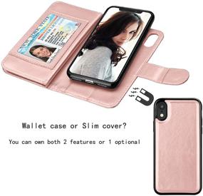 img 1 attached to Njjex Wallet Case for iPhone XR - Rose Gold PU Leather Flip Cover with 9 Card Slots, Kickstand, and Magnetic Closure