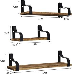 img 1 attached to 🏡 Y&ME YM Farmhouse Wall Shelves - Set of 3 Rustic Wood Small Floating Shelf, Ideal for Bedroom, Living Room, Bathroom, Kitchen, and Office Decor (Light Brown)