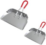 🧹 17-inch metal dustpan - heavy duty aluminum dust pans, chip & bend resistant, flat sheet metal edge for small item sweeping, rubber-coated handle for easy grasp (2-pack) logo