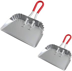 img 4 attached to 🧹 17-Inch Metal Dustpan - Heavy Duty Aluminum Dust Pans, Chip & Bend Resistant, Flat Sheet Metal Edge for Small Item Sweeping, Rubber-Coated Handle for Easy Grasp (2-Pack)
