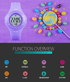 img 2 attached to 🌈 Children's Digital Sport Watch with 7-Color LED Flashing Light, Water Resistance up to 100FT, Alarm, Suitable for Ages 7-10, Girls and Boys