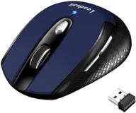 leadsail wireless computer mouse - 2.4g portable slim cordless mouse with less noise for laptop - optical mouse with 6 buttons - aa battery powered - usb mouse for laptop, desktop, macbook (dark blue) logo