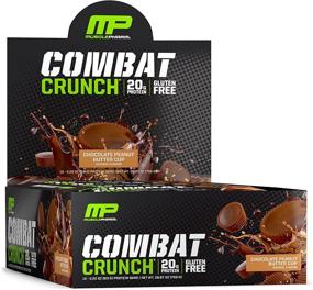 img 2 attached to MusclePharm Combat Crunch Protein Bar, 20 г белка, Шоколадно-арахисовое масло 🏋️ Плитки для чашки, 12 штук - Повысьте эффективность тренировок с помощью вкусных протеиновых плиток!