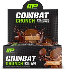 img 4 attached to MusclePharm Combat Crunch Protein Bar, 20 г белка, Шоколадно-арахисовое масло 🏋️ Плитки для чашки, 12 штук - Повысьте эффективность тренировок с помощью вкусных протеиновых плиток!