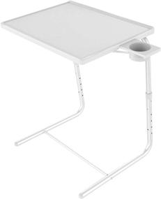 img 4 attached to 📺 Adjustable TV Tray Table - Comfortable Folding Table with Multi-Height & Tilt Adjustments for Bed & Sofa (White)