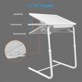 img 1 attached to 📺 Adjustable TV Tray Table - Comfortable Folding Table with Multi-Height & Tilt Adjustments for Bed & Sofa (White)