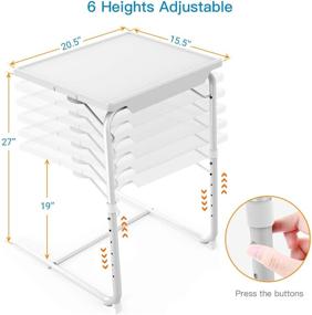 img 3 attached to 📺 Adjustable TV Tray Table - Comfortable Folding Table with Multi-Height & Tilt Adjustments for Bed & Sofa (White)