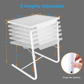 img 2 attached to 📺 Adjustable TV Tray Table - Comfortable Folding Table with Multi-Height & Tilt Adjustments for Bed & Sofa (White)