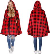 🧣 tirrinia hooded cape wearable blanket poncho wrap: cozy sherpa fleece with pockets for women, girlfriend, and kids - warm & plush throw, perfect gifts logo