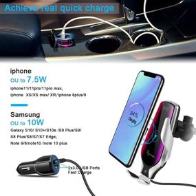 img 4 attached to 🔌 Silver Wireless Car Charger with Automatic Retractable Touch Sensing for Fast Charging - Compatible with iPhone, Samsung, and More (Includes Charger)