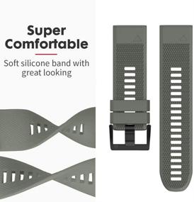 img 1 attached to Notocity Compatible With Fenix 5 Band 22Mm Width Soft Silicone Watch Strap For Fenix 5/Fenix 5 Plus/Fenix 6/Fenix 6 Pro/Forerunner 935/Forerunner 945/Approach S60/Quatix 5(Army Green)