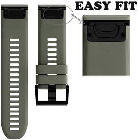 img 2 attached to Notocity Compatible With Fenix 5 Band 22Mm Width Soft Silicone Watch Strap For Fenix 5/Fenix 5 Plus/Fenix 6/Fenix 6 Pro/Forerunner 935/Forerunner 945/Approach S60/Quatix 5(Army Green)