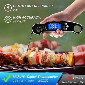 img 3 attached to 🌡️ Ultra Fast & Precise Digital Instant Read Meat Thermometer, Waterproof Kitchen Food Thermometer with LCD Backlight, Foldable Probe - Ideal for Grill, BBQ, Milk and Oil Deep Frying