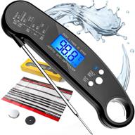 🌡️ ultra fast & precise digital instant read meat thermometer, waterproof kitchen food thermometer with lcd backlight, foldable probe - ideal for grill, bbq, milk and oil deep frying logo