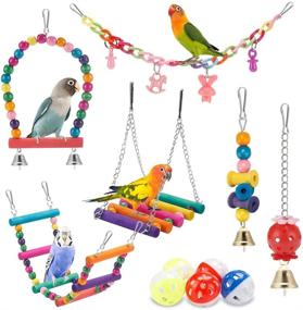 img 4 attached to Colorful Bird Parakeet Toys: Swing, Chew, Climb, & Play – Ideal for Budgerigar, Parakeet, Conure, Cockatiel & More!