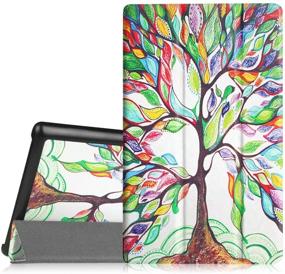 img 4 attached to 🌳 Fintie Slim Shell Case for Samsung Galaxy Tab 4 7.0 - Ultra Lightweight Protective Stand Cover, Love Tree Design