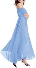 img 2 attached to Afibi Women's Off-Shoulder Long Chiffon Maxi Dress - Perfect for Casual and Evening Events