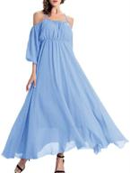 afibi women's off-shoulder long chiffon maxi dress - perfect for casual and evening events logo