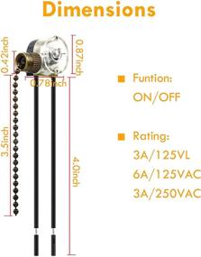 img 1 attached to 🔒 VIPMOON 3 Pack Ceiling Fan Switch: Zing Ear ZE-109 ON-OFF Pull Chain Lamp Switch for Fan Lights in Elegant Bronze Finish