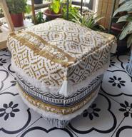 woven contemporary cotton linen fabric footstool unstuffed square footrest furniture and accent furniture logo