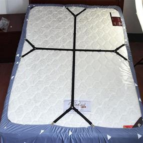 img 3 attached to 🛏️ Adjustable Crisscross Bed Sheet Straps - Fitted Sheet Suspenders with Elastic Grippers - Secure Mattress Pad, Duvet Cover, and Sheet Corners - Fasteners Clips Included