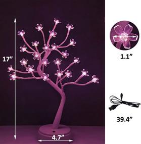 img 1 attached to 🌸 17-Inch Sakura Tree Light with Timer Function | 16 Color Changing LED Japanese Cherry Blossom Lights | USB/Battery Powered Night Light for Room Decor, Bedside Table Lamp | Perfect Gift for Girls, Women, Mothers