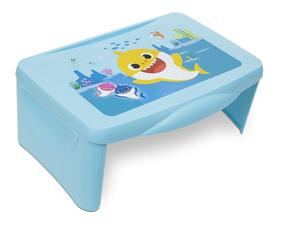 img 2 attached to 🐠 Портативный детский письменный столик Baby Shark для путешествий или использования в кровати - складная крышка с хранением и складным дизайном - идеально подходит для письма, чтения, школьных занятий и многого другого.