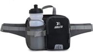 sroben running fanny pack: waterproof waist belt with 30oz water bottle holder and reflective strip for hiking, running, dog walking (black) логотип