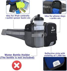 img 3 attached to Sroben Running Fanny Pack: Waterproof Waist Belt with 30oz Water Bottle Holder and Reflective Strip for Hiking, Running, Dog Walking (Black)