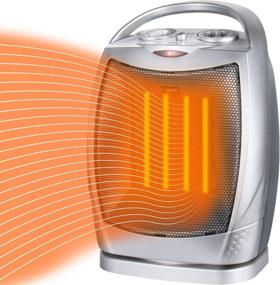 img 4 attached to 🔥 Ultimate Comfort and Safety: Oscillating Portable Ceramic Space Heater with Thermostat, Overheat Protection, and Tip Over Protection - 750/1500W Personal Heater for Home Office, with Carrying Handle - Silver (10.8)
