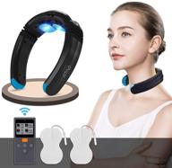 🔥 fda-cleared neck massager with heat for pain relief - electric muscle stimulator back neck massage with neck relax ems & tens therapy. 9 modes, 50 intensity levels. ideal home office, travel gift for women and men. logo