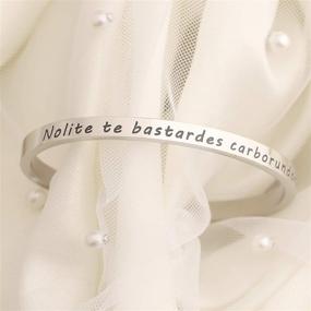 img 2 attached to 🔒 Nolite Te Bastardes Carborundorum Cuff Bracelet - Handmaid’s Tale Quote Bracelet by Margaret Atwood