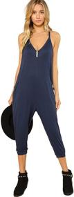 img 4 attached to 👗 DIDK Women's V Neck Spaghetti Strap Harem Leg Cami Jumpsuit: Stylish & Comfortable All-in-One Outfit!