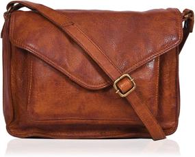 img 4 attached to Chic Flapover Crossbody Purse: Genuine Leather Small Tote for Women