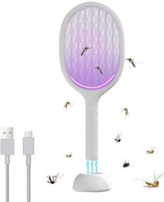 img 4 attached to 🪰 Solove Bug Zapper Racket - Indoor Outdoor USB Rechargeable Electric Fly Swatter, Fly, Bug, Pest, Insect, Mosquito Killer - Home, Yard, Camping - Light Grey