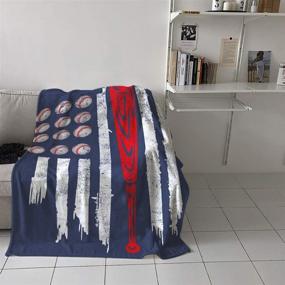 img 1 attached to CosyBright Independence Day Abstract Baseball Plush Blanket - Full Size Super Soft Throw for Bed, Couch, Sofa - Warm & Fuzzy Flannel Fleece Bed Blanket