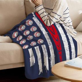 img 2 attached to CosyBright Independence Day Abstract Baseball Plush Blanket - Full Size Super Soft Throw for Bed, Couch, Sofa - Warm & Fuzzy Flannel Fleece Bed Blanket