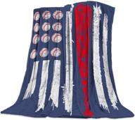 cosybright independence day abstract baseball plush blanket - full size super soft throw for bed, couch, sofa - warm & fuzzy flannel fleece bed blanket logo
