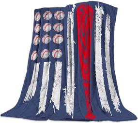 img 4 attached to CosyBright Independence Day Abstract Baseball Plush Blanket - Full Size Super Soft Throw for Bed, Couch, Sofa - Warm & Fuzzy Flannel Fleece Bed Blanket