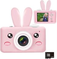 📸 easy hood kids camera - 1080p hd mini video camcorder toy with 2.0 inch ips screen, 32gb sd card, rabbit silicone cover - perfect gift for 4-10 years old boys and girls logo