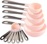 12 pc measuring cups and spoons set with gunmetal stainless steel handles - country kitchen nesting kitchen measuring set for liquid and dry ingredients (pink) logo