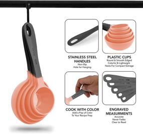 img 1 attached to 12 PC Measuring Cups and Spoons Set with Gunmetal Stainless Steel Handles - Country Kitchen Nesting Kitchen Measuring Set for Liquid and Dry Ingredients (Pink)