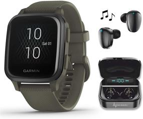 img 4 attached to 🏃 Лучшие мультиспортивные фитнес-умные часы Garmin Venu Sq Music GPS Moss/Slate Bundle с наушниками Wearable4U Black Earbuds и чехлом-батареей для зарядки