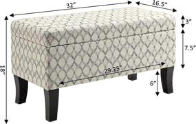 img 2 attached to 🪑 Convenience Concepts Designs4Comfort Winslow Storage Ottoman in Ribbon Pattern Fabric