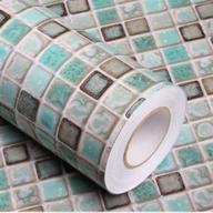 🏠 abyssaly mosaic adhesive wallpaper - thick, self-adhesive, removable peel and stick wallpaper - matte teal green bathroom and kitchen wallpaper - countertop vinyl film mosaic paper - 15.7 inch x 78.7 inch логотип