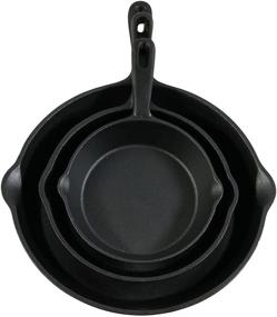 img 3 attached to 🍳 Sunnydaze Pre-Seasoned Cast Iron Skillet Set - 3-Piece Heavy-Duty Frying Pans - 6-Inch, 7-Inch, and 10-Inch - Black Metal Cookware for Indoor and Outdoor Camp Cooking