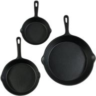 🍳 sunnydaze pre-seasoned cast iron skillet set - 3-piece heavy-duty frying pans - 6-inch, 7-inch, and 10-inch - black metal cookware for indoor and outdoor camp cooking логотип