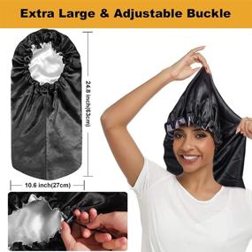 img 3 attached to 🌙 Set of 3 Long Satin Bonnets for African American Women - Extra Large Drawstring Braid Bonnets for Sleeping