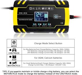 img 3 attached to 🔋 Интеллектуальное автоматическое зарядное устройство/поддерживающее зарядное устройство для автомобильных аккумуляторов 12V/8A 24V/4A с ЖК-экраном и импульсным ремонтом - идеально подходит для автомобилей, грузовиков, мотоциклов, газонокосилок, лодок и другого