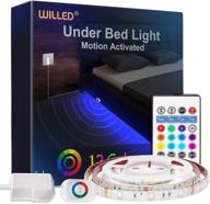 🌈 led-подсветка willed для кровати - срабатывающая по движению, меняющая цвет полоска, управляемая с помощью пульта - идеально подходит для кровати, лестницы, шкафа и ванной комнаты. логотип